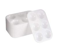 Lodokdre 24 Pieces Plastic Paint Palettes 6 Watercolor Well Rectangular Paint Tray Palette, White