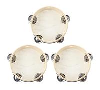 Lodokdre 3X Musical Tambourine Tamborine Drum Round Percussion Gift for KTV 6 inch