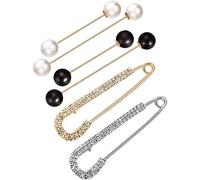 Lodokdre 6 Pieces Sweater Shawl Set, Include Double Faux Pearl Brooch Pins and Crystal Shawl for Women Girls Costume Accessory