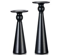 Lodokdre Pack of 2 Metal Pillar Candles Holder Black Candle Holder for Wedding Dinner Restaurant Decoration