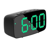 Lodokdre Smart Digital Bedside Alarm Clock, Green LED Travel Desk Clock with 12/24H Date Temperature Repeat for Bedroom, Black