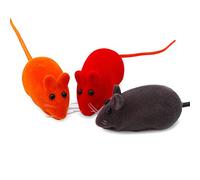 Lodoot 5Pcs Cats Teaser Fun Squeaky Cartoon Mouse Cats Care & Indoor for Red+Black flocking