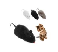 Lodoot Cats Teaser Auto Moving Rat Wind up Racing Cartoon Plush Rat Pet Kitten Interactive Black velvet