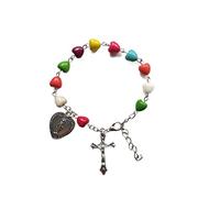 Lodoot Religious Blessing Color Love Catholic Christ Rosary Crucifix Female Simple Metal Bracelets for Women Christ Jewelry