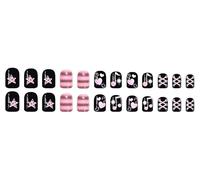 Lodoot Valentine French Pink Heart Press on Type Nails Red Glittering Design Artificial Nails for Women Easy to Apply Comfort