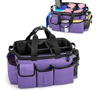 LoDrid Large Wearable Cleaning Caddy Bag with Detachable Divider, Organizer with Handle, Supply Tote Bag with Shoulder and Waist Strap for Cleaners & Housekeepers, Purple