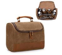 LoDrid Travel Bartender Bag for Bar Kit Genuine Leather Waxed Canvas Portable Bartender Carry Bag with Handle for Travel Home Indoor Outdoor Party (Bag Only)