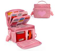 LoDrid Travel Carrying Case Compatible with Yoto Player Bluetooth Speaker, Audio Card Holder Holds up to 54 Cards with Shoulder Strap, Pink, Bag Only