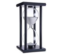 Lodunsyr Hourglass Timer for 45 Min Sandglass Timer 45 Minutes Decoration for Children Room Birthday Tea Coffee Table Book Shelf School Game Ornament Wooden Frame Sand Timer Clock White