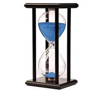 Lodunsyr Sandglass 45 Minutes Timer Hourglass for Ornament Decoration Xmas New Year Birthday Tea Coffee Table Book Shelf School Game Wooden Frame Sand Timer Blue