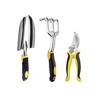 LOEASE Garden Tools Set, 3 Pieces Magnesium Aluminum Alloy Heavy Duty Lightweight Hand Tools Gardening Kit Including Trowel, Cultivator and Pruner, Garden Gift for Parents