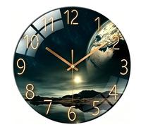 Loebrismis Silent Glass Wall Clock 12 Inch, Sea Wonders Non Ticking | Frameless Glass Round Wall Clock, Tempered Glass face, Silent Sweep, for Living Room, Bedroom, Office, Kitchen