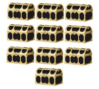 LOEFLIFA 10 Pcs Mini Pirate Treasure Chest Boxes Black and Gold Plastic with Lid Vintage Decorative Storage for Halloween Birthday Party Favors Classroom Rewards and DIY Crafts