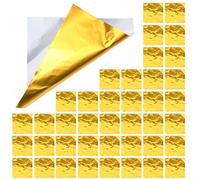 LOEFLIFA 100pcs Golden Aluminium Foil Wrapping Paper for Candy and Confectionery, Square Shape, Versatile Packaging Safe Material, for Homemade Sweets and Wrapping