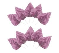 LOEFLIFA 10PCS Large Purple Palm Leaf Paper Fans Cake Decorating Accessories for Birthday Party Easy to Use Leaf Fan Ornaments Versatile Cake and Dessert Decor