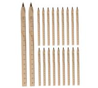 LOEFLIFA 20pcs Black Ballpoint Pens Natural Biodegradable Solid Wood Carpenter Drafting Pens with Printed Scale Ruler Professional Rolling Ball Writing for Office and Construction Use