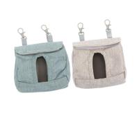 LOEFLIFA 2Pcs Capacity Rabbit Feeder Storage Bags with Hook Breathable Cloth Hanging Hay Holder for Small Pets Like Chinchillas Hamsters and Guinea Pigs Grey and Blue