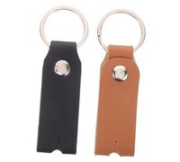 LOEFLIFA 2pcs Pu Leather Drum Keys Protection Covers with Keychain Universal T-shaped Drum Key Tuner Tool Set Brown and Black