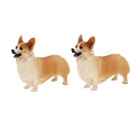 LOEFLIFA 2pcs Small Corgi Dog Model Figurines Lightweight Plastic Craft Decor for Bedroom Garden Realistic Animal Figurines Desktop Ornament