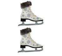 LOEFLIFA 2pcs Wooden Ice Skate Christmas Tree Hanging Ornaments Gray White Skating Boot Pendant Decorations for Xmas Party Home Décor