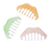 LOEFLIFA 3 Pcs Resin Acupoint Scraping Comb Set, Scalp and Body Guasha Massage Tools 8 Teeth, Green Yellow Apricot for Relaxation and Meridian Therapy