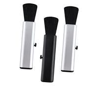 LOEFLIFA 3pcs Guitar Dust Cleaning Brushes Set with Foldable Telescopic Handles for Piano Guzheng Ukulele, Universal Dust Removal Tool for Musical Instruments, Silver and Black