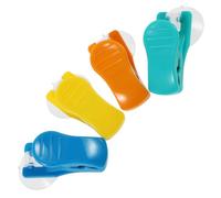 LOEFLIFA 4 Pcs Reusable Suction Cup Towel Clips with Rotatable Hooks, Plastic Kitchen and Bathroom Towel Holders for Wall Mount Storage and Hanging Organization