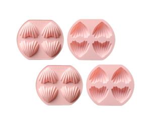 LOEFLIFA 4pcs Heart Shape Baking Molds Silicone Cake Mould 5.74x4.99x0.79inch Creative 4 Cavity Easy to Clean Fondant Making for Home Baking