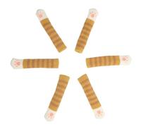 LOEFLIFA 6pcs Yellow Striped Cat Paw Door Handle Protective Covers, Knitted Double-Layer Anti-Collision Safety Door Knob Protectors for Bedroom and Furniture Use