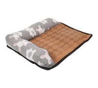 LOEFLIFA Anti-Slip Breathable Pet Cooling Bed Mat with Double-Sided Pillow, Rattan Dog Nest for Summer, Chew-Resistant Small Size Sleeping Pad for Dogs