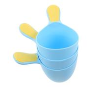LOEFLIFA Baby Hair Rinse Cup Set of 3, Plastic Toddler Bath Shampoo Rinse Jug with Ergonomic Handle, Soft Rim Water Scoop for Boys and Girls’ Bathing and Hair Washing