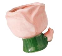LOEFLIFA Ceramic Makeup Brush Holder Flower Design Desktop Pen Pot Cosmetic Organizer Storage Container for Vanity and Office Cute Multi Purpose Holder for Brushes and Stationery Pink