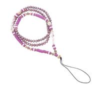LOEFLIFA DIY Purple Beaded Phone Lanyard Soft Clay Mobile Chain Anti-lost Strap Lightweight Phone Hanging Decor for Women Accessories