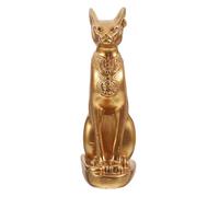 LOEFLIFA Egyptian Cat God Resin Statue Decorative Craft for Desk and Sand Table Elegant Gold Desktop Ornament for Home Office Window Display Unique Housewarming