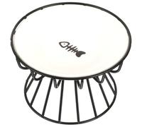 LOEFLIFA Elevated Ceramic Cat Feeding Bowl Set with High-foot Black Iron Stand, Anti-spill Raised Pet Food and Water Dish for Indoor Cats and Kittens