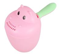 LOEFLIFA Hippo-Shaped Baby Bath Cup and Shampoo Rinse Cup for Newborns and Boys and Girls, Large Pink Infant Shower Water Ladle for Eye Protection and Gentle Hair Washing in Bath