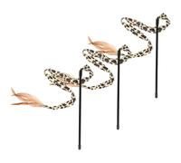 LOEFLIFA Leopard Print Plume Cat Teaser Wand 3pcs Handheld Interactive Cat Lightweight Kitten Teaser for Indoor Play