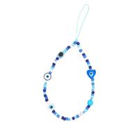LOEFLIFA Mobile Phone Wrist Strap Generous Heart-Shaped Beads Blue Glass 11.8 Inch Length with Simple Installation for Daily Use