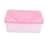 LOEFLIFA Portable Wipes Dispenser Box with Lid Plastic Wipes Holder for Office and Travel Single Handed Use Tissue Storage Container Modern Style in Pink