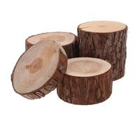 LOEFLIFA Rustic Hamster 4Pcs Mini Tree Stump Wooden Log Slices for Small Animal Cage Decor and Hamster Exploration Accessories