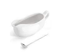 LoeJan 14OZ Gravy Boat with Spoon, Ceramic Sauce Serving Dish, Easy-Pour Big Dripless Lip Spout Serveware Set for Salad Cream Milk Broth Black Pumpkin Thanksgiving
