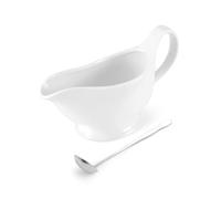 LoeJan 17OZ Gravy Boat with Spoon, Ceramic Sauce Serving Dish, Easy-Pour Big Dripless Lip Spout Serveware Set for Salad Cream Milk Broth Black Pumpkin Thanksgiving