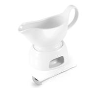 LoeJan 17OZ Gravy Boat with Spoon, Ceramic Sauce Serving Dish, Easy-Pour Big Dripless Lip Spout Serveware Set for Salad Cream Milk Broth Black Pumpkin Thanksgiving