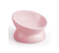 LoeJan Elevated Cat Food Bowl, 5 Oz Ceramic Raised and Tilted Pet Water Bowl, Anti Vomiting and Protect Pets' Spines Cat Dishes for Small Dog, Fat Faced Cat, Kitten (Pink, 1 Pack)