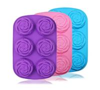 Loekrdos 3PCS Rose Soap Moulds - Handmade Rose Flower Ice Cube Molds - DIY 3D Ice Trays & Soap Molds