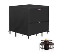 Loenel Outdoor Wicker Table Set Cover, Waterproof Cover for 5 Piece Square Patio Bar Height Table & Chair Sets, Heavy Duty Outdoor Bar Tables and Stools Sets Covers - 60"L x 60"W x 38"H