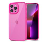LoeoeL for iPhone 13 Pro Case Clear, Transparent Hybrid 13 Pro Phone Case [Hard Plastic & Soft Silicone Bumper] Acrylic Non Yellowing Thin Slim Protective Cover for Women, Neon Hot Pink