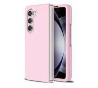 LoeoeL for Samsung Galaxy Z Fold 5 Phone Case Silicone, Minimalist Ultra Thin Slim Soft Rubber Solid Color Simple Cute Case for Women, Aesthetic Girly Plain Jelly Gel &Camera Cover, Light Pink
