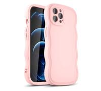 LoeoeL Girly Case for iPhone 12 Pro Max Silicone, Wavy 12 Pro Max Phone Case for Women, Curly Wave Cute Y2k Ripple Aesthetic Design, Slim Soft Rubber Jelly Camera Protection Case, Pink