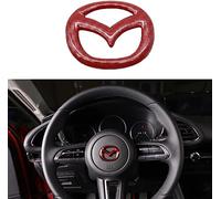 LOERSS Car Steering Wheel Cover Decoration Sticker, For Mazda 3 6 CX-3 CX-5 CX-9, Emblem Logo Frame Decal, Interior Styling Modification Accessories,Red